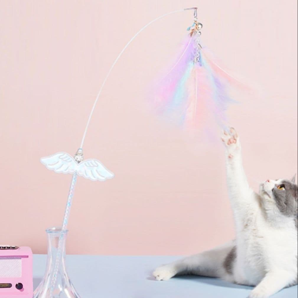 猫 おもちゃ 天使の羽 猫じゃらし スティック