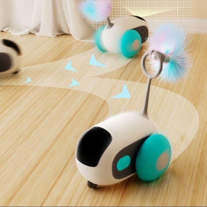 猫 おもちゃ 自動巡回式 猫じゃらしロボット