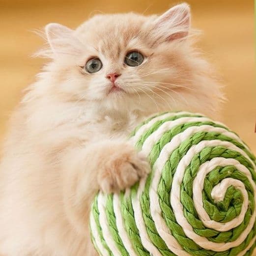 猫 おもちゃ 麻紐ボール型の猫じゃらし