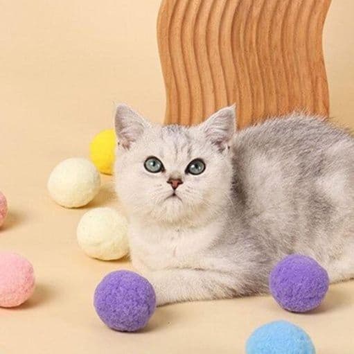 猫 おもちゃ ふわもこ毛玉ころころ猫じゃらし