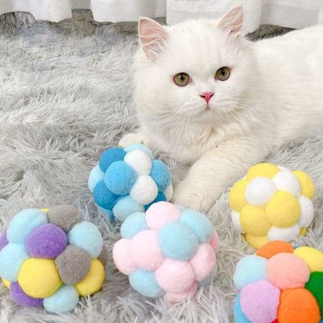 猫 おもちゃ もこもこボール型 猫じゃらし