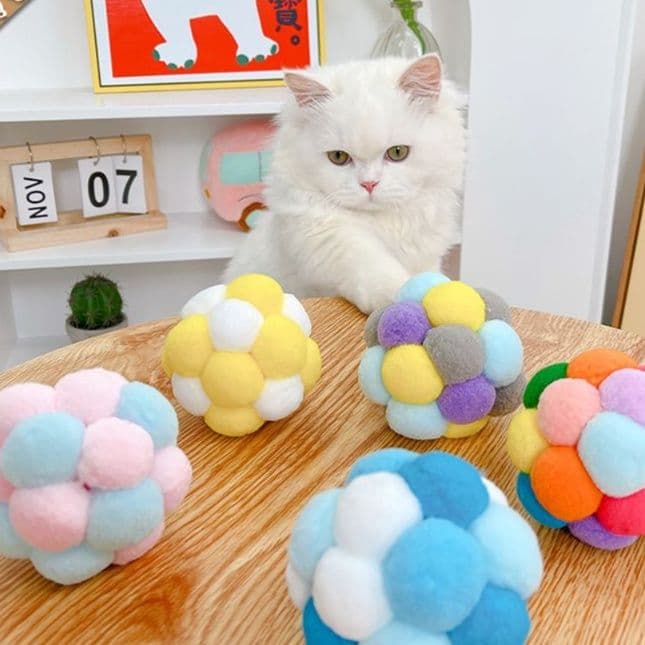 猫 おもちゃ もこもこボール型 猫じゃらし