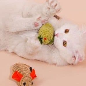 猫 おもちゃ ねずみさんの天然シナ麻猫じゃらし