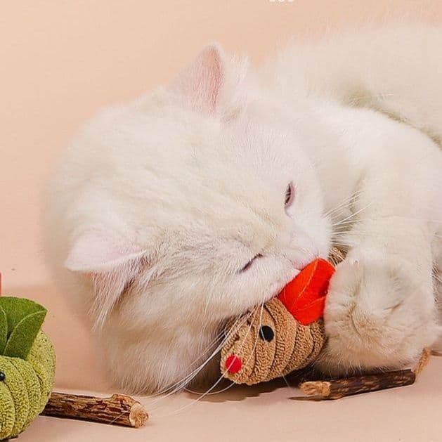 猫 おもちゃ ねずみさんの天然シナ麻猫じゃらし
