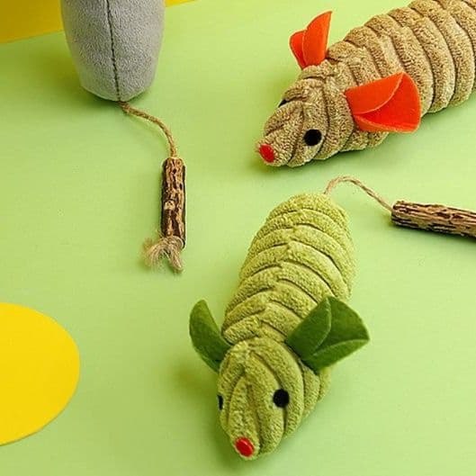 猫 おもちゃ ねずみさんの天然シナ麻猫じゃらし