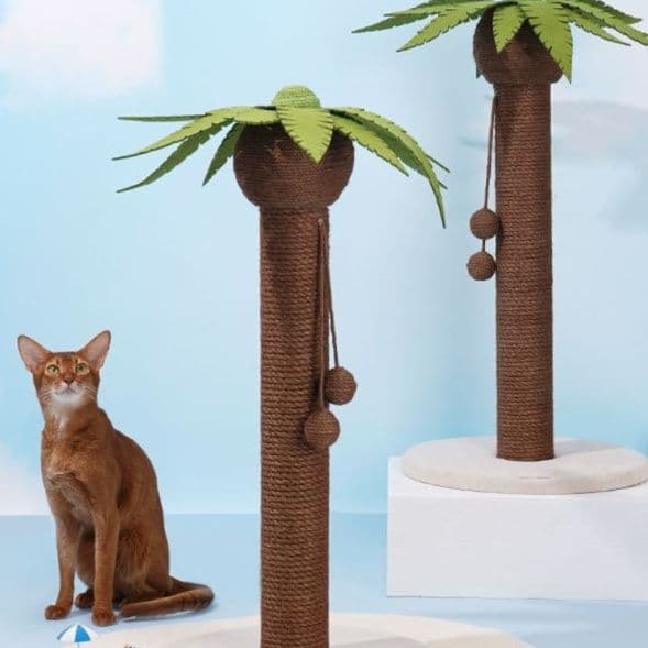 猫 おもちゃ ヤシの木風 癒やしの猫じゃらしポール