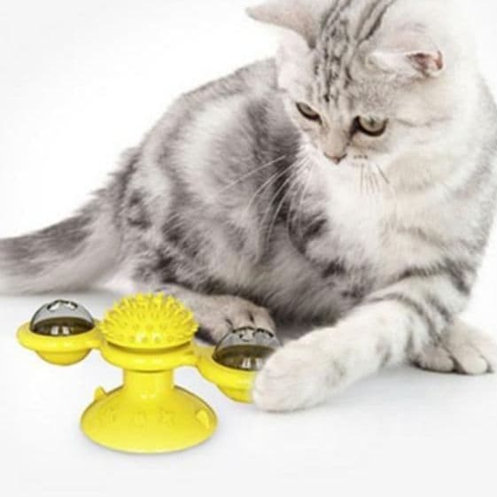猫 おもちゃ くるくる回転！吸盤付き猫じゃらしタワー