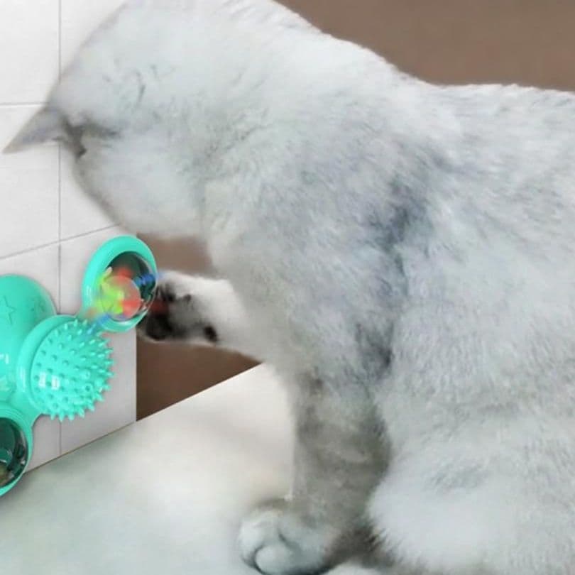 猫 おもちゃ くるくる回転！吸盤付き猫じゃらしタワー