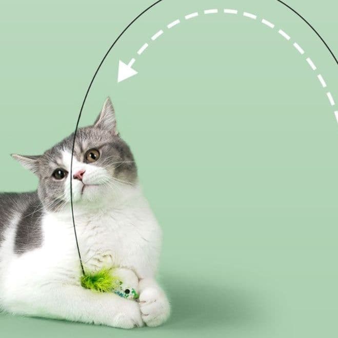 猫 おもちゃ 天然羽根のしなやか猫じゃらし