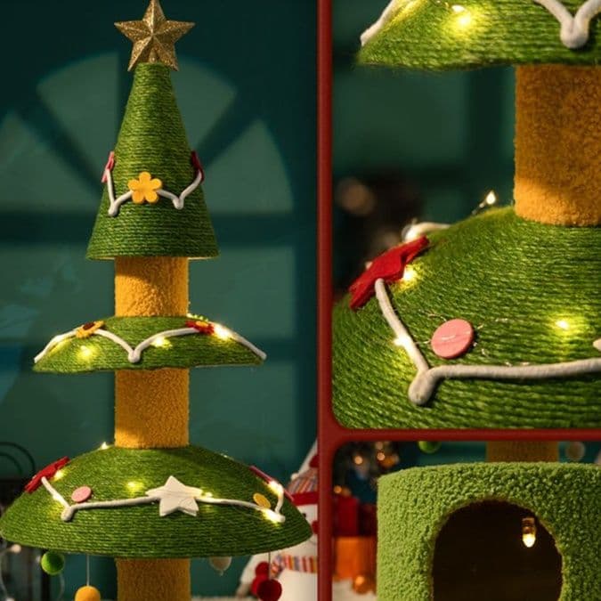 猫 おもちゃ クリスマスツリー型キャットハウス
