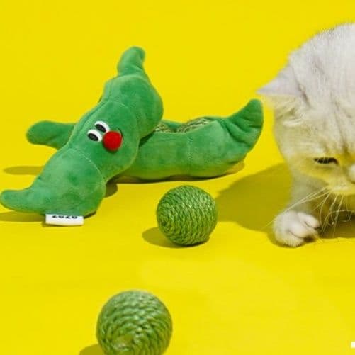 猫 おもちゃ 毛糸玉とまめちゃん猫じゃらし