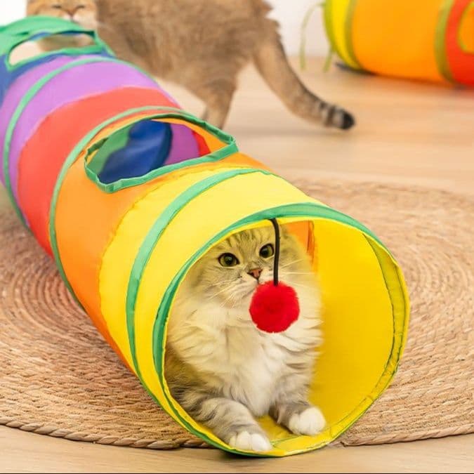 猫 おもちゃ 折りたたみ式トンネルじゃらし