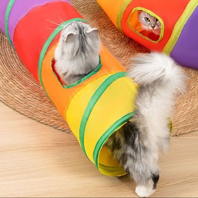 猫 おもちゃ 折りたたみ式トンネルじゃらし