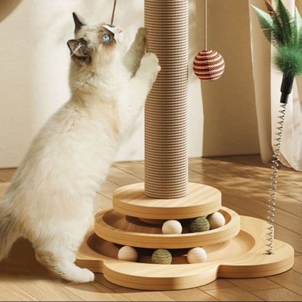猫 おもちゃ 回転式マルチ爪とぎタワー
