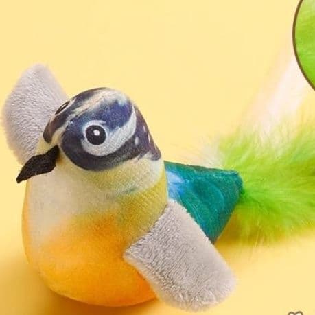 猫 おもちゃ 鳴き声付き小鳥の猫じゃらし