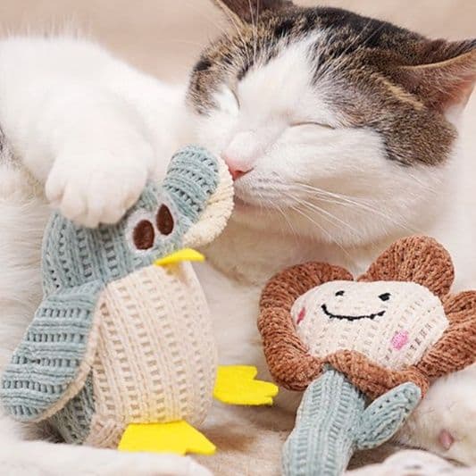 猫 おもちゃ やわらか編みぐるみ 猫じゃらし