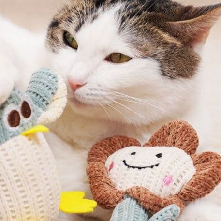 猫 おもちゃ やわらか編みぐるみ 猫じゃらし