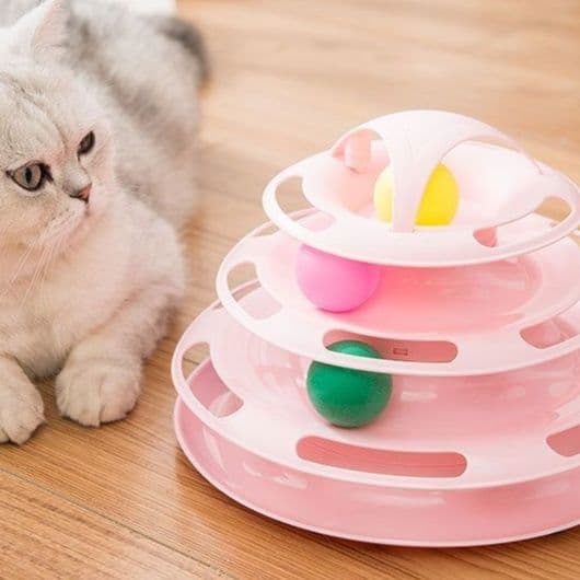 猫 おもちゃ ぐるぐるボール回転タワー