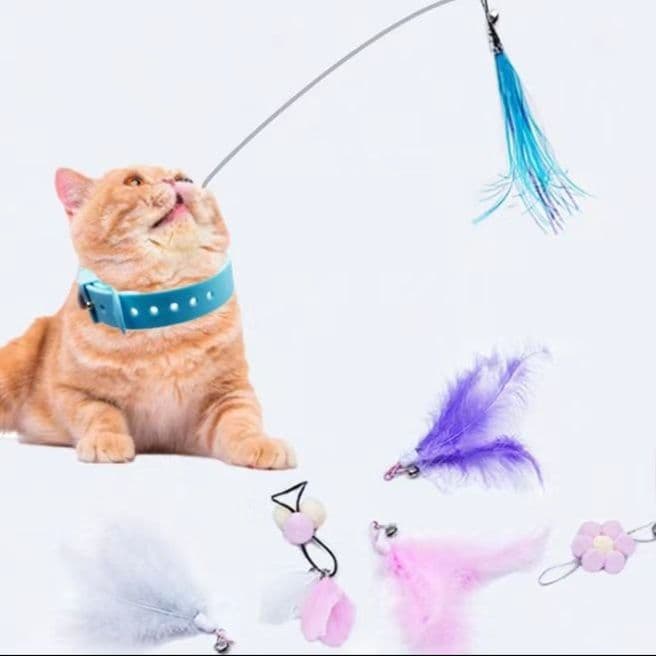 猫 おもちゃ 頭部交換式 首輪付き猫じゃらし