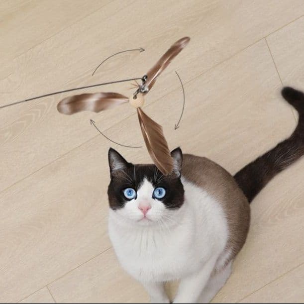猫 おもちゃ 天然羽根の舞い猫じゃらし棒