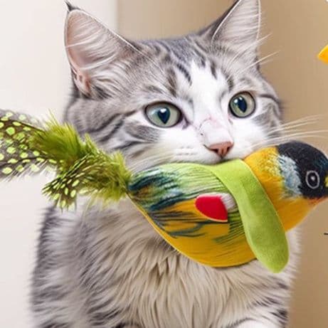猫 おもちゃ 鳴き声付き小鳥の猫じゃらし