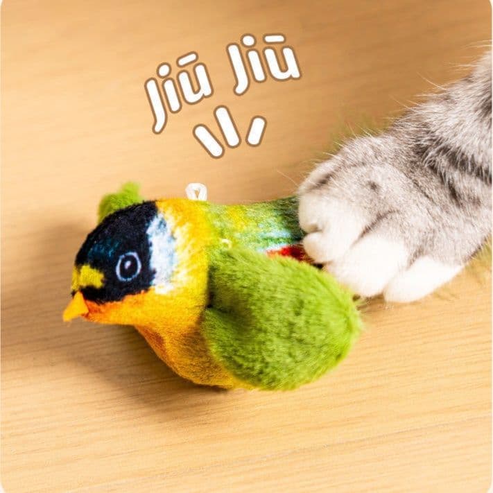 猫 おもちゃ 本物そっくり鳴き声付き小鳥のぬいぐるみ