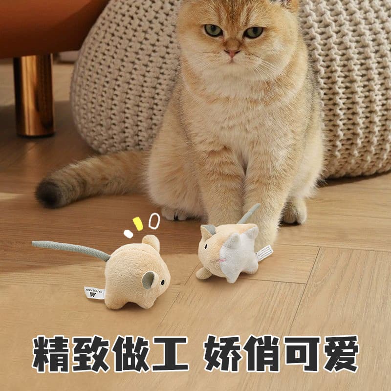 猫 おもちゃ 二匹入り猫薄荷内蔵ネズミぬいぐるみ