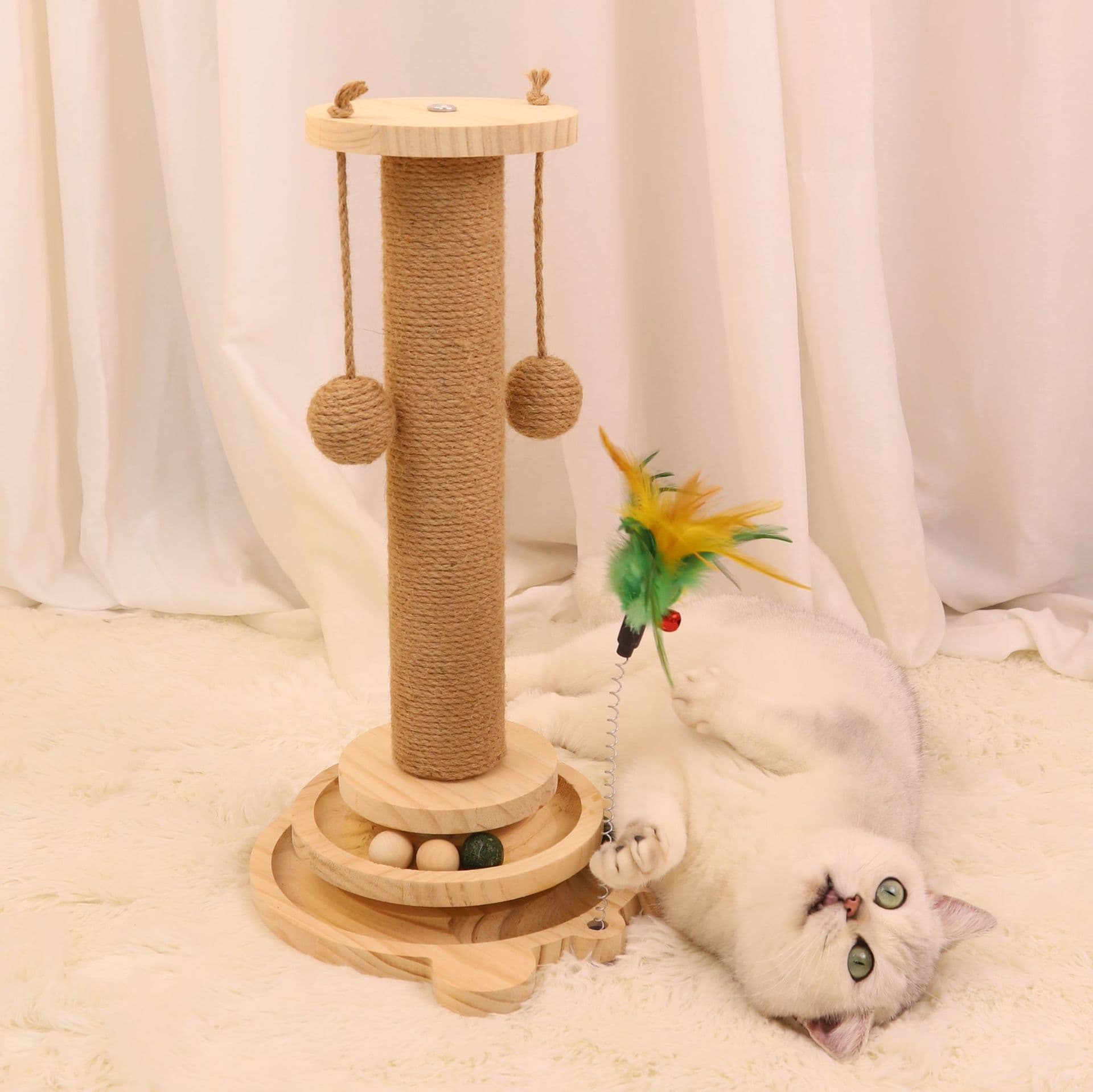 猫 おもちゃ 天然木の猫じゃらしタワーセット