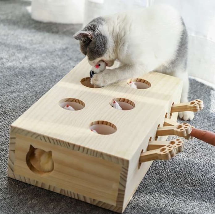 猫 おもちゃ 木製もぐらたたき猫じゃらし