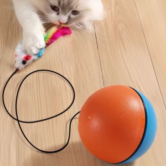 猫 おもちゃ 自動回転 ボール付き 猫じゃらし