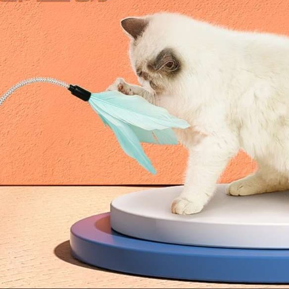 猫 おもちゃ くるくる遊べる多層タワー 猫じゃらし