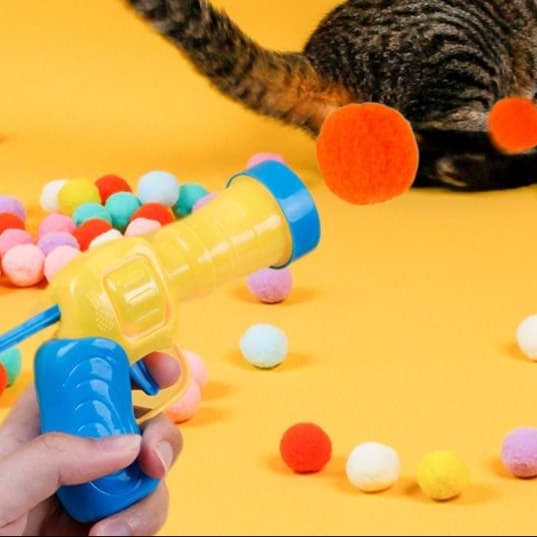 猫 おもちゃ ポンポン遊び猫じゃらしシューター