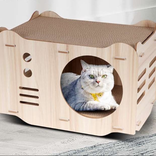 猫 おもちゃ 多機能キャットハウス&爪とぎ知育セット