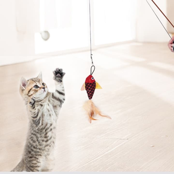 猫 おもちゃ 伸縮式お魚ロッド猫じゃらし