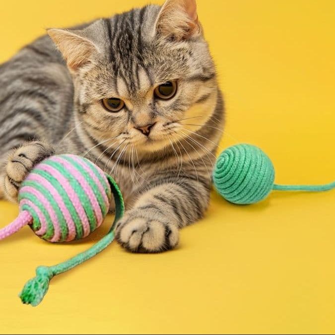 猫 おもちゃ もこもこ玉付き 猫じゃらし 丈夫な綿ロープ