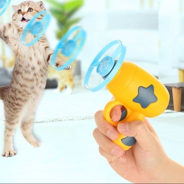 猫 おもちゃ 空飛ぶ輪っか発射!猫じゃらしシューター