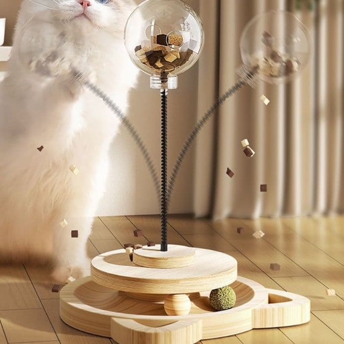 猫 おもちゃ まわるニャン回転盤 キャッチボールタワー