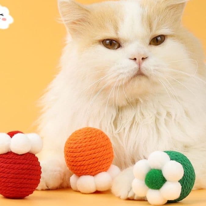 猫 おもちゃ お花のコットンボール・ねこじゃらし