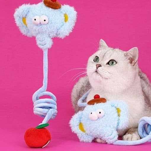 猫 おもちゃ ゆらゆら伸縮ぬいぐるみ付き猫じゃらし