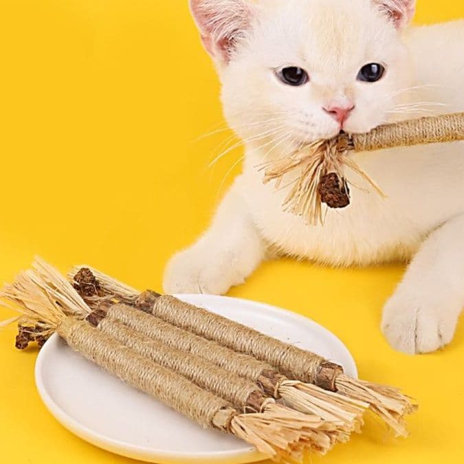 猫 おもちゃ 猫の歯磨きにもなる麻縄天然またたびスティック