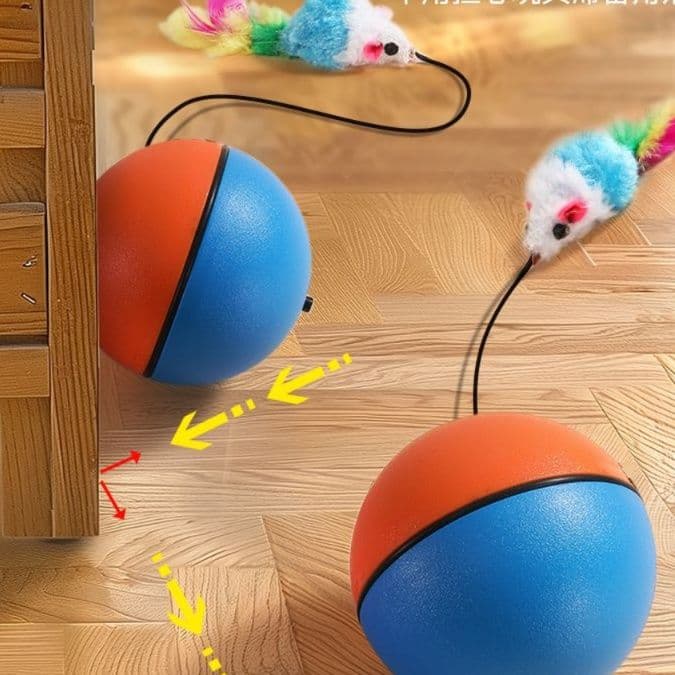 猫 おもちゃ 自動回転 ボール付き 猫じゃらし