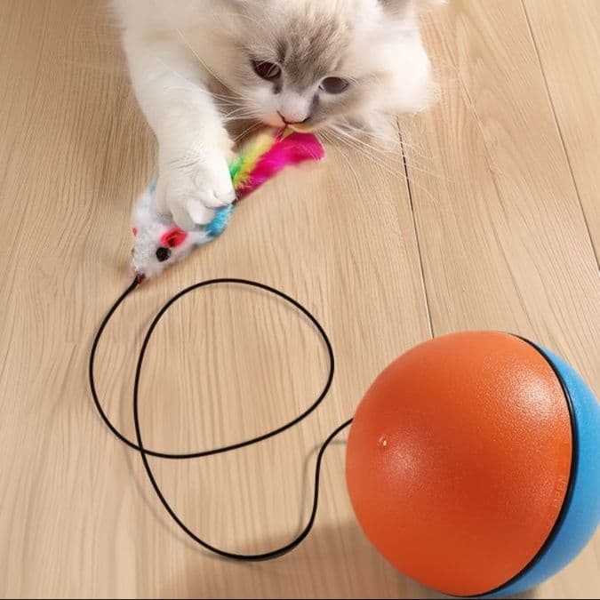 猫 おもちゃ 自動回転 ボール付き 猫じゃらし