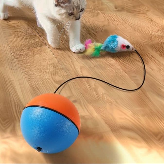 猫 おもちゃ 自動回転 ボール付き 猫じゃらし