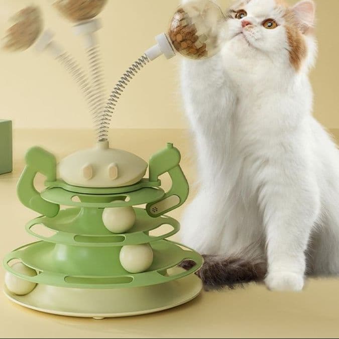 猫 おもちゃ 四重の輪回転式 猫じゃらしタワー