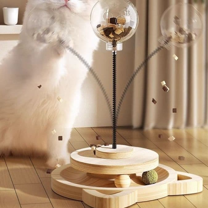 猫 おもちゃ 天然木のスプリングキャッチャー