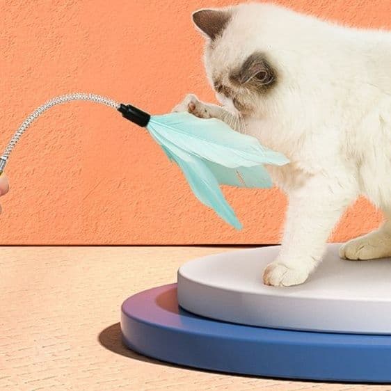 猫 おもちゃ くるくる遊べる多層タワー 猫じゃらし