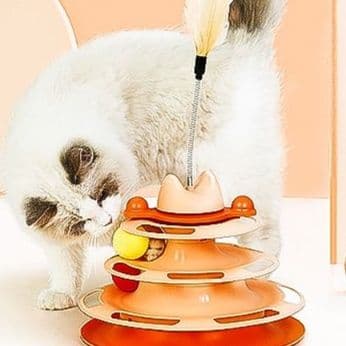 猫 おもちゃ くるくる遊べる多層タワー 猫じゃらし