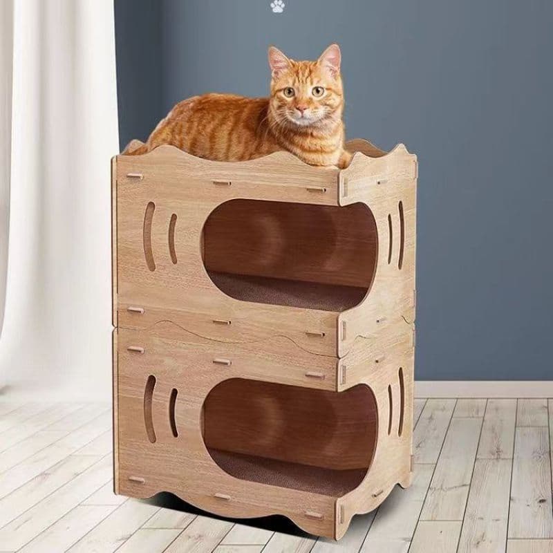 猫 おもちゃ 多機能キャットハウス&爪とぎ知育セット