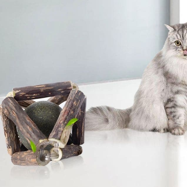 猫 おもちゃ 木製幾何学またたびボール
