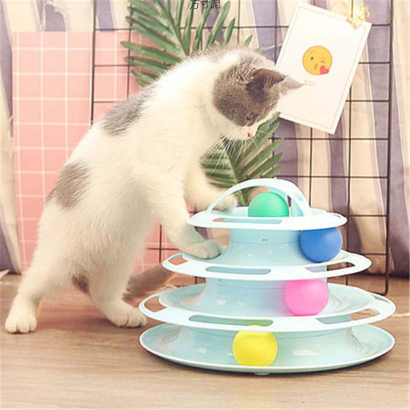 猫 おもちゃ ぐるぐる回転タワー玉転がし